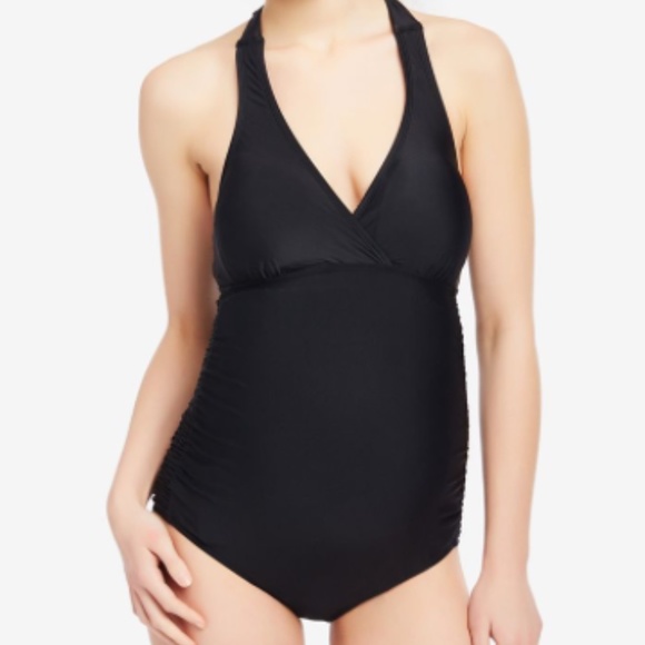 Motherhood Maternity One-Piece Halter Swimsuit - Picture 1 of 3